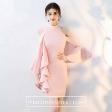 將圖片載入圖庫檢視器，The Odellia Toga Sleeveless White / Pink Dress - WeddingConfetti