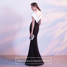 將圖片載入圖庫檢視器，The Opedia Off Shoulder Black/Red White Dress - WeddingConfetti
