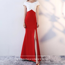將圖片載入圖庫檢視器，The Opedia Off Shoulder Black/Red White Dress - WeddingConfetti