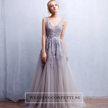 將圖片載入圖庫檢視器，The Pierina Tulle Sleeveless Pink / Grey / Red Lace Floral Gown (Customisation Available) - WeddingConfetti