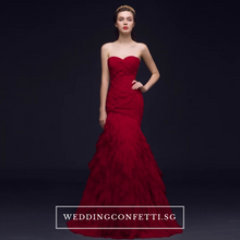 將圖片載入圖庫檢視器，The Carlista Beige / Red Tube Dress - WeddingConfetti