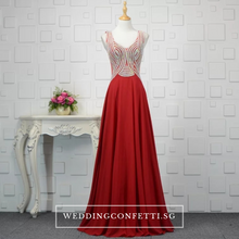 將圖片載入圖庫檢視器，The Xandora Crystals Pink / Red / Blue Sleeveless Gown - WeddingConfetti