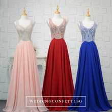 將圖片載入圖庫檢視器，The Xandora Crystals Pink / Red / Blue Sleeveless Gown - WeddingConfetti