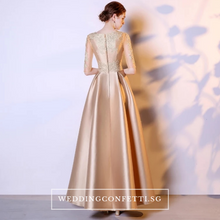 將圖片載入圖庫檢視器，The Kinsley Gold Embroidered Lace Gown - WeddingConfetti