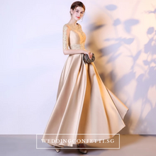 將圖片載入圖庫檢視器，The Kinsley Gold Embroidered Lace Gown - WeddingConfetti