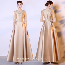 將圖片載入圖庫檢視器，The Kinsley Gold Embroidered Lace Gown - WeddingConfetti
