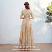 將圖片載入圖庫檢視器，The Mydina Gold / Royal Blue / Red / Navy Blue Long Sleeves Dress - WeddingConfetti