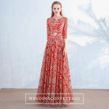 將圖片載入圖庫檢視器，The Mydina Gold / Royal Blue / Red / Navy Blue Long Sleeves Dress - WeddingConfetti