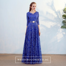 將圖片載入圖庫檢視器，The Mydina Gold / Royal Blue / Red / Navy Blue Long Sleeves Dress - WeddingConfetti