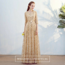 將圖片載入圖庫檢視器，The Mydina Gold / Royal Blue / Red / Navy Blue Long Sleeves Dress - WeddingConfetti