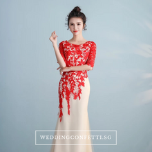 將圖片載入圖庫檢視器，The Lerainne Champagne Red Long Sleeves Dress - WeddingConfetti
