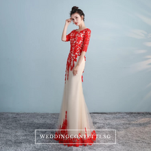 將圖片載入圖庫檢視器，The Lerainne Champagne Red Long Sleeves Dress - WeddingConfetti