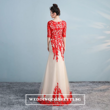 將圖片載入圖庫檢視器，The Lerainne Champagne Red Long Sleeves Dress - WeddingConfetti
