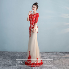 將圖片載入圖庫檢視器，The Lerainne Champagne Red Long Sleeves Dress - WeddingConfetti