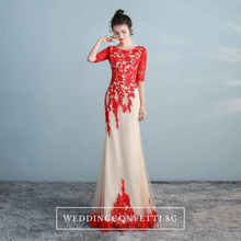 將圖片載入圖庫檢視器，The Lerainne Champagne Red Long Sleeves Dress - WeddingConfetti