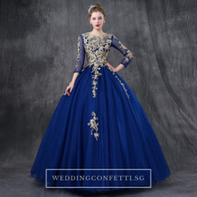 將圖片載入圖庫檢視器，The Rosella Royal Blue/Red/Fuschia/Champagne Long Sleeves Gown (Available in 4 Colours) - WeddingConfetti
