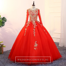 將圖片載入圖庫檢視器，The Rosella Royal Blue/Red/Fuschia/Champagne Long Sleeves Gown (Available in 4 Colours) - WeddingConfetti