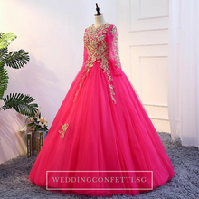 將圖片載入圖庫檢視器，The Rosella Royal Blue/Red/Fuschia/Champagne Long Sleeves Gown (Available in 4 Colours) - WeddingConfetti