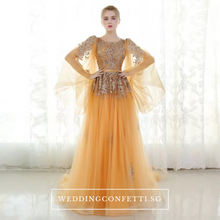 將圖片載入圖庫檢視器，The Ezalina Wedding Bridal Champagne Gold Long Sleeves Gown - WeddingConfetti
