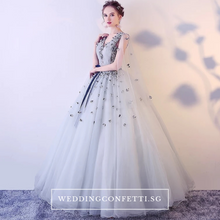 將圖片載入圖庫檢視器，The Khaylene Wedding Bridal Grey/Pink Illusion Sleeves Dress - WeddingConfetti