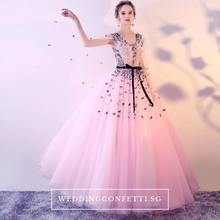 將圖片載入圖庫檢視器，The Khaylene Wedding Bridal Grey/Pink Illusion Sleeves Dress - WeddingConfetti