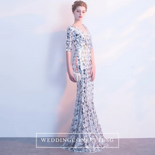 將圖片載入圖庫檢視器，The Jhovana Rose Gold/Silver/Black Long Sleeves Gown - WeddingConfetti