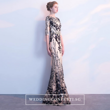 將圖片載入圖庫檢視器，The Jhoviani Champagne/Black Long Sleeves Gown - WeddingConfetti