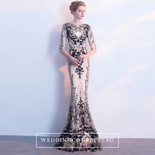 將圖片載入圖庫檢視器，The Jhoviani Champagne/Black Long Sleeves Gown - WeddingConfetti