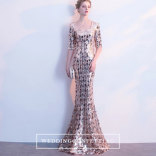 將圖片載入圖庫檢視器，The Jhovana Rose Gold/Silver/Black Long Sleeves Gown - WeddingConfetti