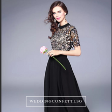 將圖片載入圖庫檢視器，The Kazlin Short Sleeve Black Lace Gown - WeddingConfetti