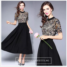 將圖片載入圖庫檢視器，The Kazlin Short Sleeve Black Lace Gown - WeddingConfetti