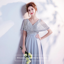 將圖片載入圖庫檢視器，The Silvia Bridal Wedding Grey Short Sleeves Dress - WeddingConfetti