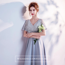 將圖片載入圖庫檢視器，The Silvia Bridal Wedding Grey Short Sleeves Dress - WeddingConfetti
