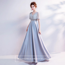 將圖片載入圖庫檢視器，The Silvia Bridal Wedding Grey Short Sleeves Dress - WeddingConfetti