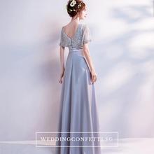 將圖片載入圖庫檢視器，The Silvia Bridal Wedding Grey Short Sleeves Dress - WeddingConfetti