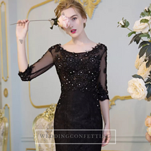 將圖片載入圖庫檢視器，The Kastina Black Illusion Long Sleeves Dress - WeddingConfetti
