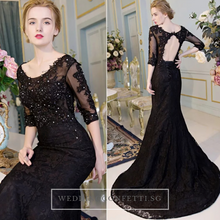 將圖片載入圖庫檢視器，The Kastina Black Illusion Long Sleeves Dress - WeddingConfetti