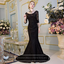 將圖片載入圖庫檢視器，The Kastina Black Illusion Long Sleeves Dress - WeddingConfetti