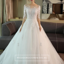 將圖片載入圖庫檢視器，The Demetrios Wedding Bridal White Illusion Gown - WeddingConfetti