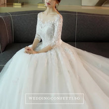 將圖片載入圖庫檢視器，The Demetrios Wedding Bridal White Illusion Gown - WeddingConfetti