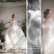 將圖片載入圖庫檢視器，The Demetrios Wedding Bridal White Illusion Gown - WeddingConfetti