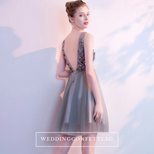 將圖片載入圖庫檢視器，The Sophiare Grey Glittery Sleeveless Cocktail Dress - WeddingConfetti