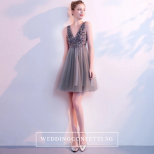 將圖片載入圖庫檢視器，The Sophiare Grey Glittery Sleeveless Cocktail Dress - WeddingConfetti
