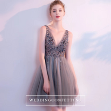 將圖片載入圖庫檢視器，The Sophiare Grey Glittery Sleeveless Cocktail Dress - WeddingConfetti