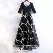 將圖片載入圖庫檢視器，The Sharapova Long Sleeves Black Gown - WeddingConfetti