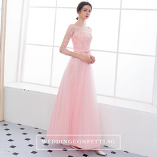 將圖片載入圖庫檢視器，The Veronica Pink Lace Long Sleeves Dress - WeddingConfetti
