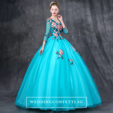 將圖片載入圖庫檢視器，The Johanni Long Sleeves Turquoise Gown (Customisable) - WeddingConfetti