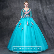 將圖片載入圖庫檢視器，The Johanni Long Sleeves Turquoise Gown (Customisable) - WeddingConfetti
