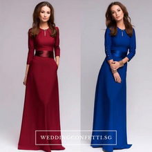 將圖片載入圖庫檢視器，The Azura Red/ Blue Long Sleeves Dress - WeddingConfetti