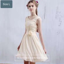 將圖片載入圖庫檢視器，The Yolanda Champagne Sleeveless Short Dress - WeddingConfetti